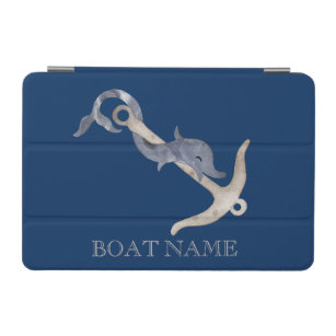 Capa Para iPad Mini Azul Marinho de golfinho com ancoragem náutica