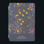 Capa Para iPad Mini Azul marinho inicial cor floral moderna<br><div class="desc">Moderna cor floral e azul marinho personalizada inicial e com nome simples design de capa de telefone de classe.</div>