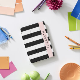 Capa Para iPad Mini Black and White Stripes, Stripes, Linhas, Seu Nome