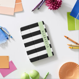Capa Para iPad Mini Black and White Stripes, Stripes, Linhas, Seu Nome