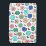 Capa Para iPad Mini Cantando Pássaro e Mandala - Padrão de Arte Folk<br><div class="desc">Um padrão de arte folclórica colorida com pássaros cantores e mandalas.</div>