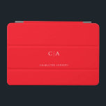 Capa Para iPad Mini Cobrir iPad monograma simples e elegante<br><div class="desc">Ipad moderno,  simples,  elegante monograma,  vermelho neon. Basta editar seu produto em alguns minutos. Você pode alterar a fonte/tamanho/cor e a posição usando "mais personalização".</div>