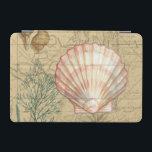 Capa Para iPad Mini Colagem de Mapa Costeiro<br><div class="desc">Não há nada parecido com este mapa da vida marinha. Essa coleção translúcida desses conchas excelente em qualquer produto. Dá uma sensação de safra à imagem e captura a vida marinha submarina. Inclui uma cinta rosada e branca e um invólucro colorido de sépia.</div>