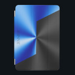 Capa Para iPad Mini e cobrir mini i iPad metálico azul<br><div class="desc">Fundo geométrico azul e preto,  aspecto metálico com fundo personalizável.</div>