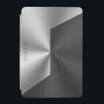 Capa Para iPad Mini Fundo de aparência metálica preta e prateada<br><div class="desc">Fundo geométrico preto e prateado,  aspecto metálico com fundo personalizável.</div>
