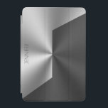 Capa Para iPad Mini Fundo de aparência metálica preta e prateada<br><div class="desc">Fundo geométrico preto e prateado,  aspecto metálico com fundo personalizável.</div>