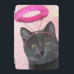 Capa Para iPad Mini Gato Preto com Anjo Rosa Halo<br><div class="desc">Pets</div>