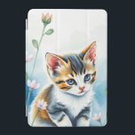 Capa Para iPad Mini Kitten em um Jardim Floral Flor<br><div class="desc">Esta imagem encantadora mostra um gatinho adorável com olhos azuis marcantes e uma mistura de pele preta, branca e laranja. O fundo macio, semelhante à aquarela, com sua mistura de tons azuis e brancos, melhora a atmosfera sonhadora. O curioso olhar do gatinho e a postura relaxada acrescentam um senso de...</div>