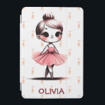 Capa Para iPad Mini Menina Ballerina Bonita<br><div class="desc">Esta adorável capa de ipad personalizada apresenta uma linda menina de bailarina rosa kawaii com calçados balés no fundo.</div>