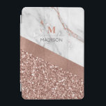 Capa Para iPad Mini Monograma de bolhas Douradas de rosa e de bolhas s<br><div class="desc">Rosa Dourado Glitter e design de Monograma de Mármore Sparkle prontos para personalizar com um modelo para o seu nome e inicial. Se você quiser alterar a cor ou o estilo da fonte,  clique na guia personalizar mais no final do modelo.</div>