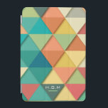 Capa Para iPad Mini Monograma de Triângulos Geométricos Coloridos Past<br><div class="desc">Padrão geométrico colorido moderno com triângulos texturizados. Personalize com a sua inicial.</div>