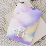 Capa Para iPad Mini Monograma Elegante de Pintura Dourada de Abstrato<br><div class="desc">Personalize facilmente este estilo glamouroso,  abstrato lilac,  tinta aquática e fundo de pulverização em ouro falso,  com os seus detalhes personalizados.</div>