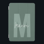 Capa Para iPad Mini Monograma mínimo moderno com imagem verde<br><div class="desc">Um monograma moderno e mínimo de tipografia sage verde e branco elegante e simples design de capa de ipad personalizado único e único.</div>