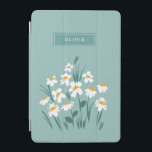 Capa Para iPad Mini Na moda elegante cinzenta azul-margarida-moderna<br><div class="desc">Design de capa de ipad elegante e cinzenta azul-margarida azul-margarida florante.</div>