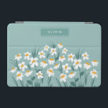 Capa Para iPad Mini Na moda elegante cinzenta azul-margarida-moderna<br><div class="desc">Design de capa de ipad elegante e cinzenta azul-margarida azul-margarida florante.</div>