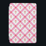 Capa Para iPad Mini Padrão Cinza e Vermelho com Iniciais<br><div class="desc">Rosa e vermelho numa floral divertida,  gingham inspirou um padrão. Personalize com suas iniciais ou nome!</div>