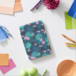 Capa Para iPad Mini Padrão de Jardim de Flor Tropical Azul
