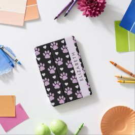 Capa Para iPad Mini Padrão De Patas, Patas Liláticas, Corações, Seu No