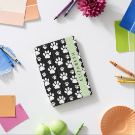 Capa Para iPad Mini Padrões de pata, patas de cão, preto e branco, seu