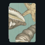 Capa Para iPad Mini Pequena Shell Trio no Teal<br><div class="desc">Megan Meagher é conhecida por suas simples peças de arte. Essa imagem captura a simplicidade do tesouro da costa,  de conchas e de estrelas-do-mar. Meagher engloba um fundo teal em sua imagem para contrastar esses tesouros. Obtenha este impressão de arte hoje no seu produto Zazzle hoje mesmo.</div>