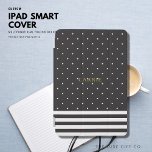Capa Para iPad Mini Personalizar MiniCobrir iPad Stripe de Bolinhas Pr<br><div class="desc">Faça com que este cobrir chic seja seu e personalize-o com seu nome (em uma cor de latão/tom de ouro).</div>