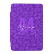 Personalized Name Stylish Purple Glitter Leopard 