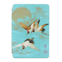 Vintage 3 Crane Flying & Moon Japonês Art Impressã