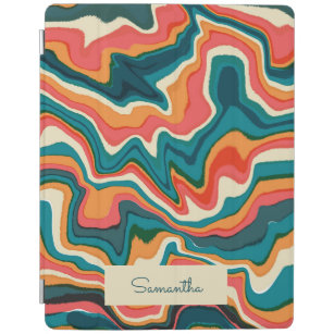 Capa Smart Para iPad Arte Colorida Funky Retro Marble Swirl Ebru