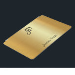 Capa Para iPad Pro Monograma De Caligrafia Dourada Falsa Metálica<br><div class="desc">Cobrir iPad Pro Moderno Elegante Elegante Elegante Moderno Monograma Dourado Com Caligrafia Faux,  capas de ipad E Cobrir.</div>