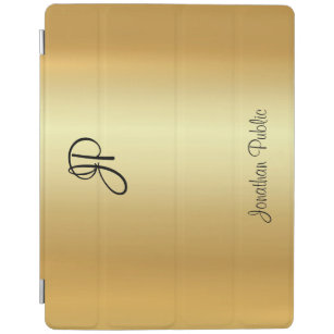 Capa Smart Para iPad Monograma De Caligrafia Dourada Falsa Metálica