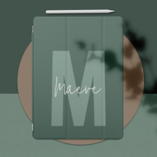 Capa Smart Para iPad Monograma mínimo moderno com imagem verde