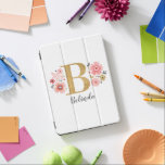 Capa Para iPad Pro Monograma Rosa Dourado - Letra inicial B<br><div class="desc">Linda cintura fina dourada escamoteada rosa letra floral "B" monograma Nome Design. Personalize com seu nome ou texto. Você pode alterar a cor do texto e o estilo da fonte usando a opção personalizá-lo. Grande boné inicial em ouro falso. Projetado para você por Blackberry Boulevard©</div>