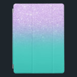 Capa Para iPad Pro Na moda mermaid lavanda turquoise ombre<br><div class="desc">Na moda,  cinzenta,  lavanda roxa,  falso,  sereia glitter ombre moderna e brilhante fundo turquesa.</div>