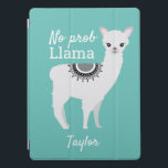 Capa Para iPad Pro Teal Cute NO Prob Lama com nome<br><div class="desc">Teal Cute NO Prob Llama com Name iPad Pro Cobrir Proteja o seu iPad Pro em estilo com o nosso Teal Cute NO Prob Lama com Name iPad Pro Cobrir. Este cobrir adorável e humorístico apresenta uma ilustração engraçada de lama e a citação divertida "NO prob Lama" contra um fundo...</div>