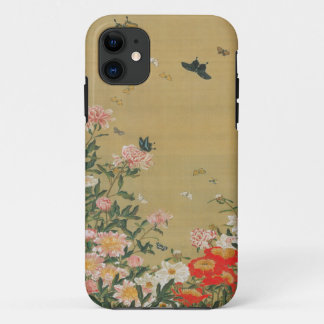 CAPA PARA iPhone 11 動植綵絵(1)芍薬群蝶図,伊藤若冲