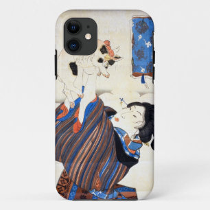 Capa Para iPhone 11 猫 と 女, 国 Cat e Mulher, Kuniyoshi, Ukiyo-e