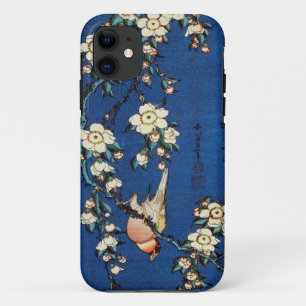 Capa Para iPhone 11 鳥と枝垂桜, pássaro do 北斎 e árvore de c