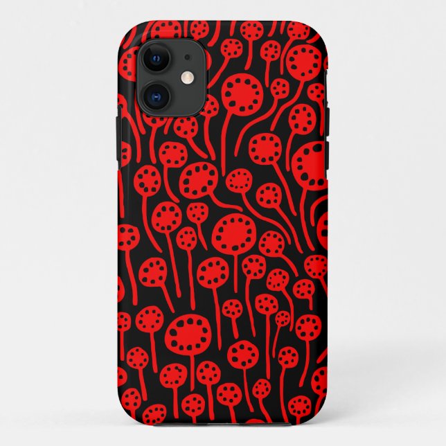 Capa Para iPhone 11 090512 Vermelho em Preto (Verso)
