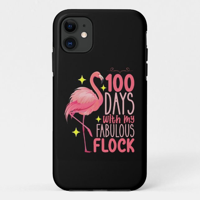 Capa Para iPhone 11 100 Dias Com a Minha Fantástica Escola de Flamingo (Verso)