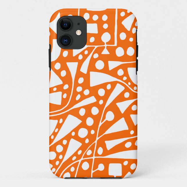 Capa Para iPhone 11 120112 Branco sobre Laranja (Verso)