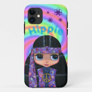 Capa Para iPhone 11 1960, 1970s Purple Paisley Hippie Pintinho Big Eye