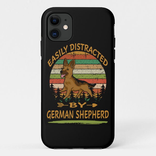 Capa Para iPhone 11 1 Facilmente distraído por German shepherd (Verso)