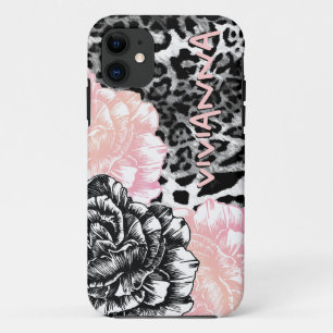 Capa Para iPhone 11 311 rosa Funky do leopardo de Le Luxuoso Fleur do