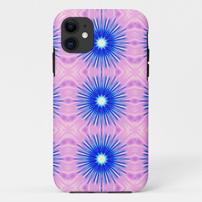 Capa Para iPhone 11 3 flores azuis (Verso)