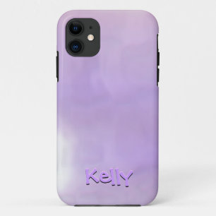 Capa Para iPhone 11 3d Efeitos de texto em segundo plano roxo e rosa g