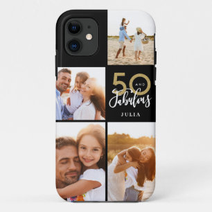 Capa Para iPhone 11 50 e fabuloso aniversário de fotos a preto dourad