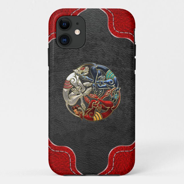 Capa Para iPhone 11 [600] Arte Celta Sagrada - Três Cães (Verso)