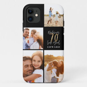 Capa Para iPhone 11 70 de aniversário na moda de colagem de fotos pre