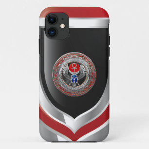 Capa Para iPhone 11 [800] Sagrada Prata Egípcia Ala Scarab & Ankh
