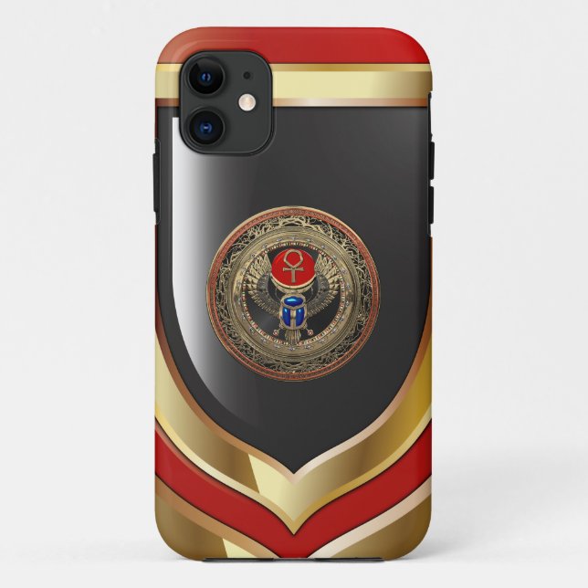 Capa Para iPhone 11 [800] Sárabe egípcio Dourado, sagrado, com Ankh (Verso)